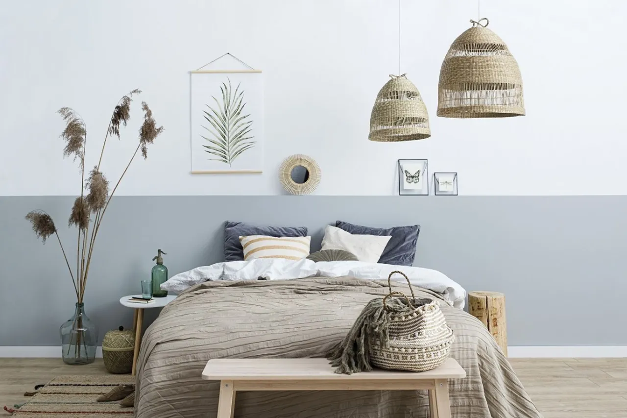 inspiracje malowanie sypialni dwa kolory modne połączenia