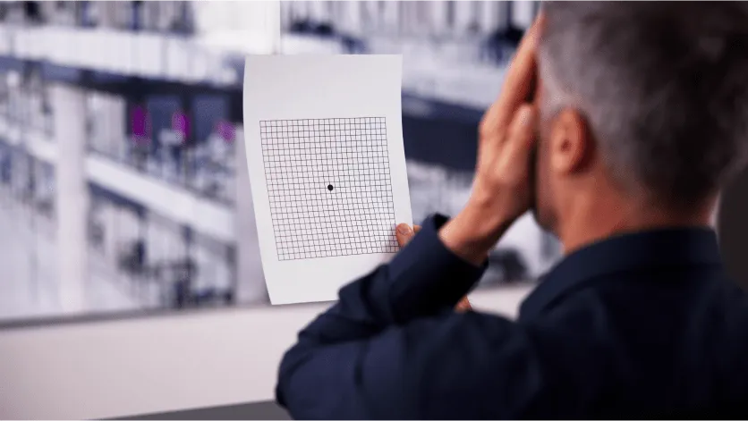 osoba wykonująca domowy test wzroku