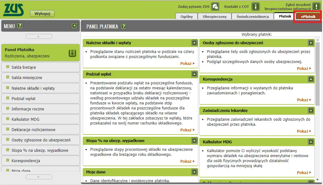 przedsiębiorca rozliczenie ZUS PUE