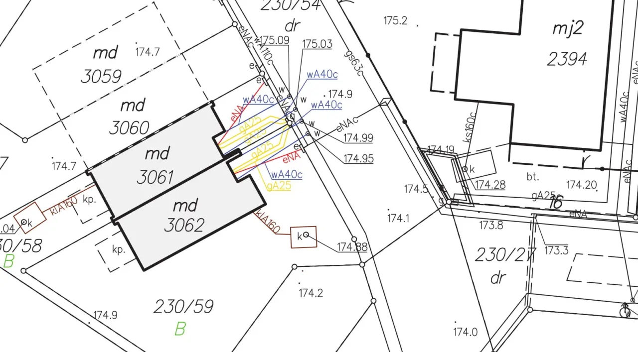 Mapa zasadnicza z naniesionym budynkiem