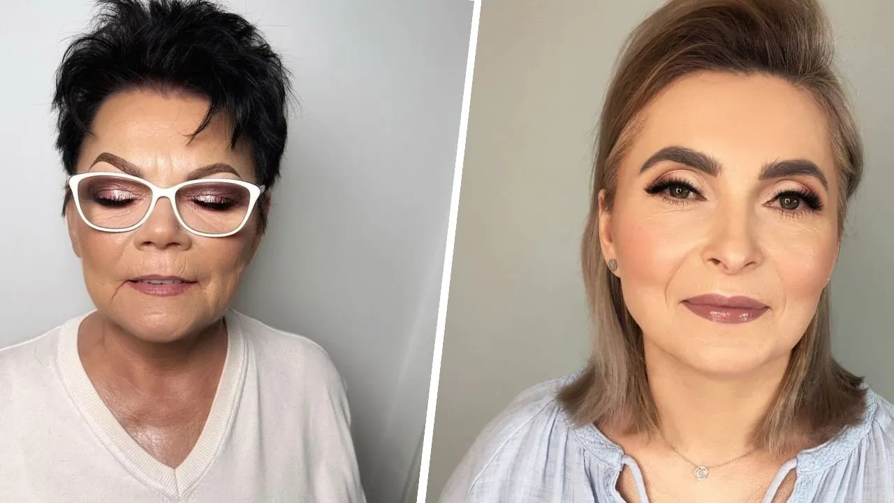 Baza pod makijaż cera dojrzała efekty przed i po