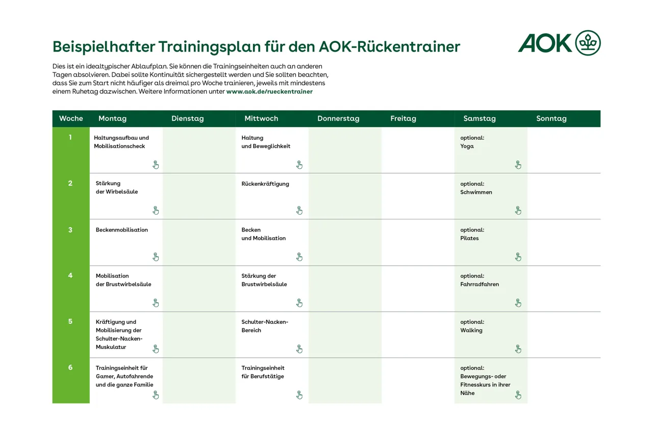 Rückenübungen zum Ausdrucken PDF Beispiel