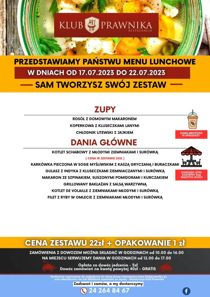 Zdjęcie Menu Klubu Prawnika w Płocku: Smakowite dania i promocje dla studentów