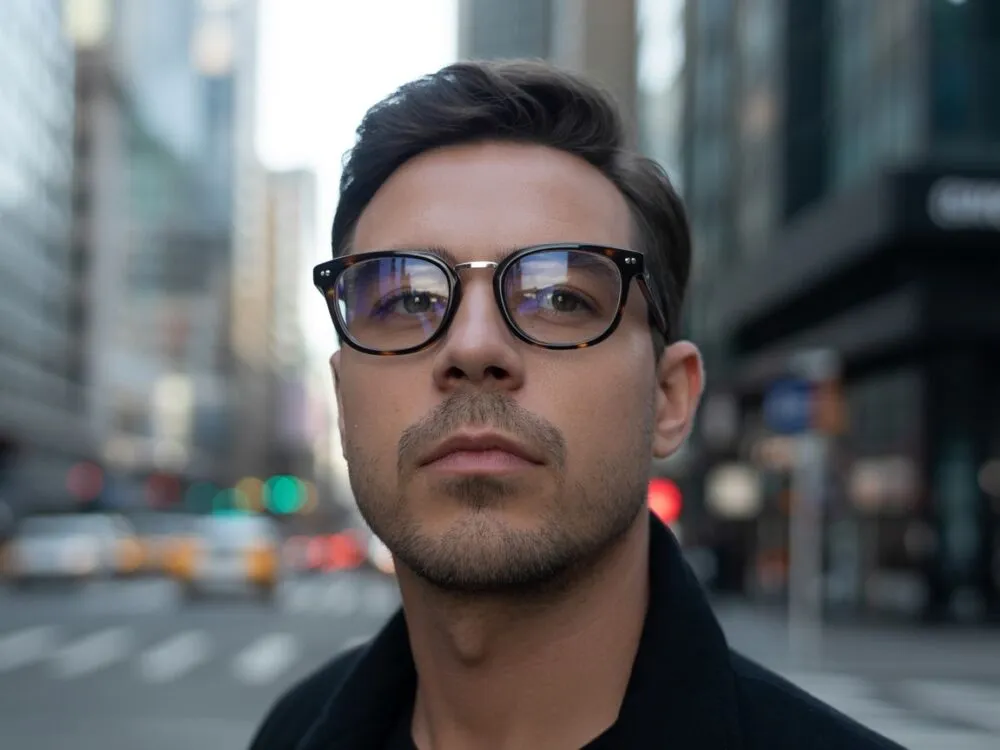 Męskie okulary trendy retro minimalizm tytan