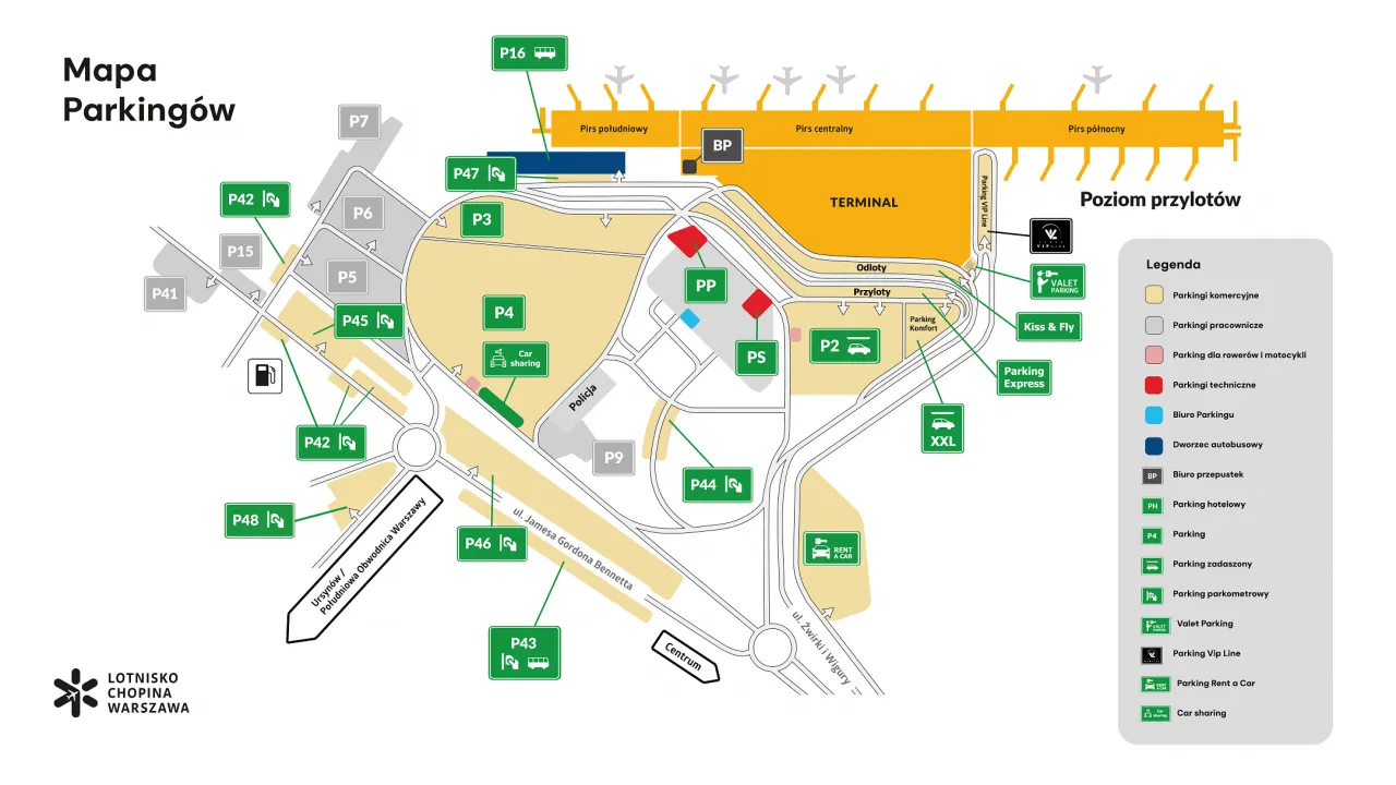 Mapa parkingów Lotnisko Chopina