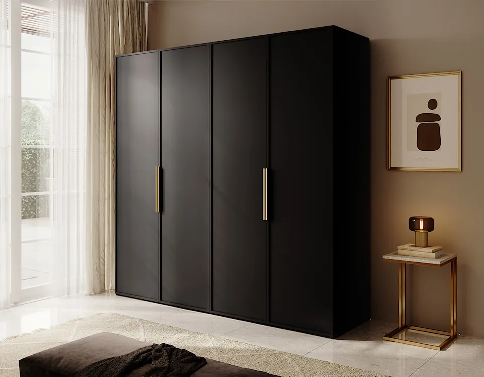 granatowa szafa sypialnia, czarna szafa sypialnia, szafa lamelowa sypialnia