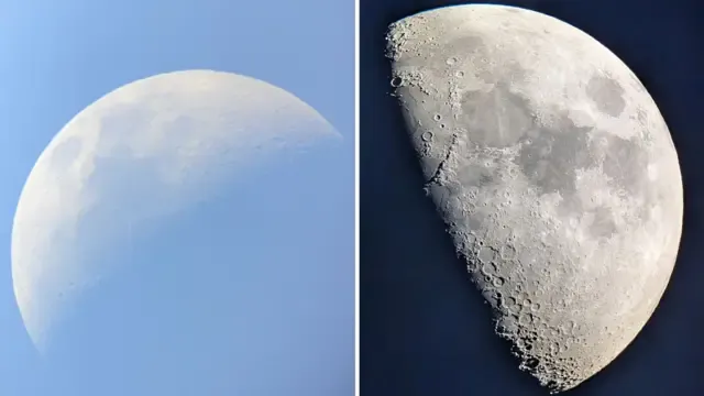 porównanie zdjęcia Księżyca telefonem przed i po edycji