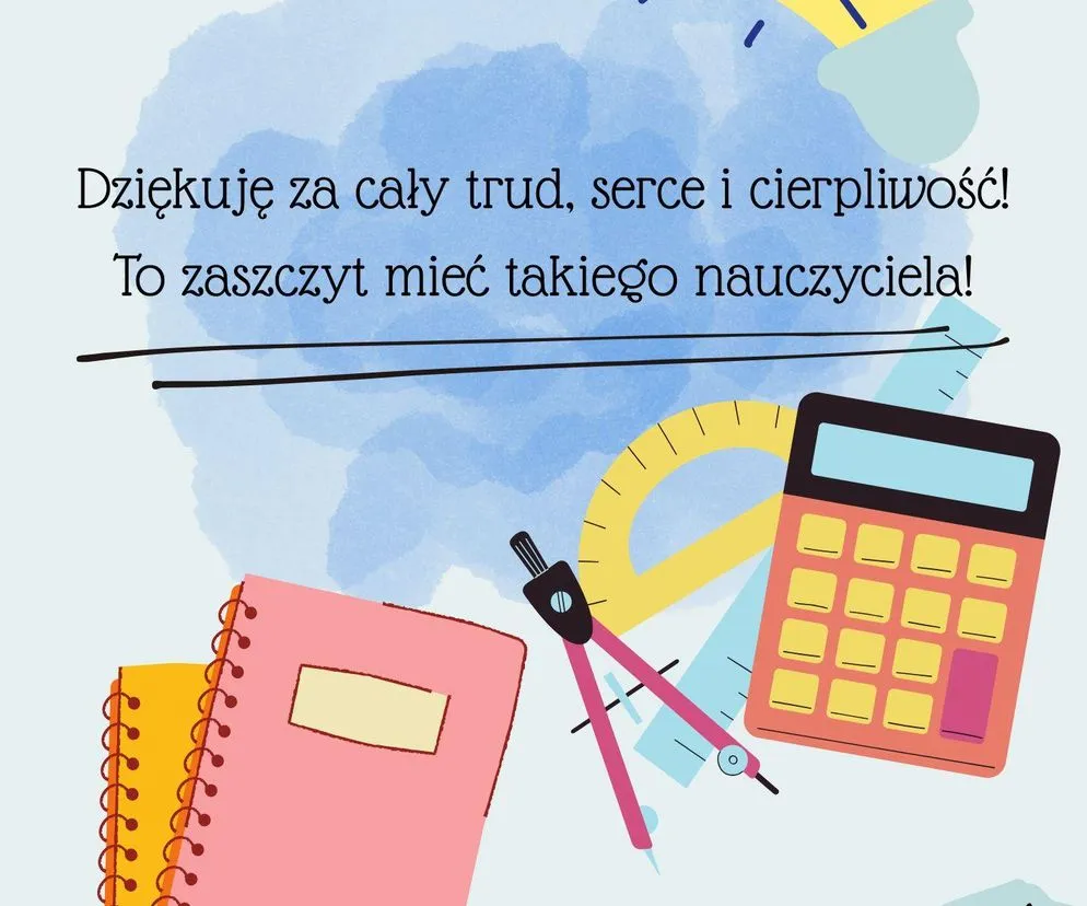 Nauczycielka z uczniami, podziękowania dla wychowawczyni