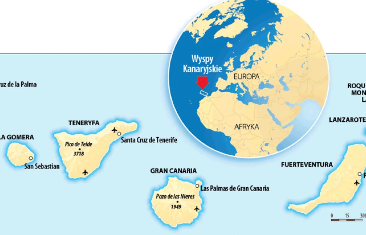 Gran Canaria położenie na mapie świata Europa Afryka
