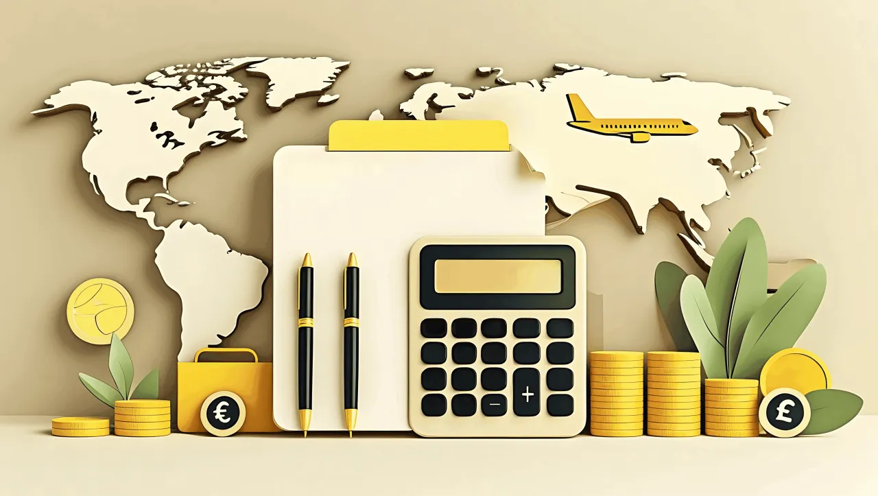 Wykres marż w turystyce lub biuro podróży z kalkulatorem