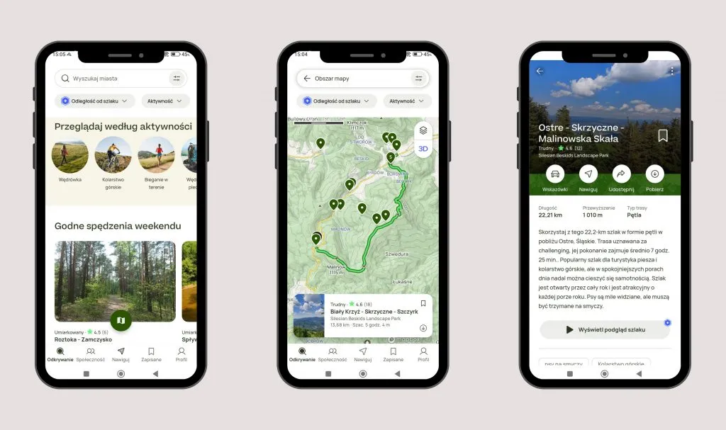 aplikacje nawigacyjne w telefonie góry