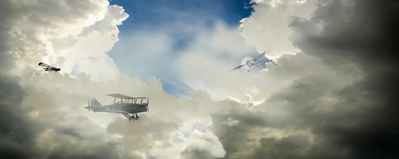 samolot w chmurach wiatr lot