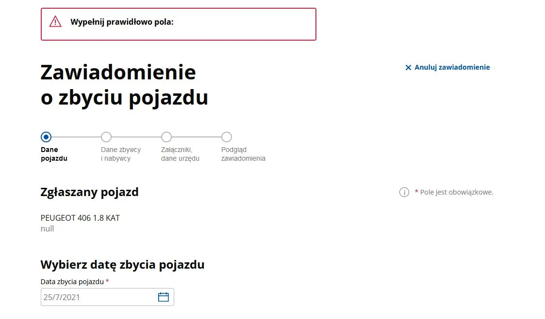 Dokumenty do zgłoszenia sprzedaży samochodu na tle laptopa z ePUAP