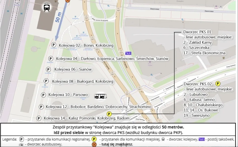 Mapa dojazdu Dworzec PKS Koszalin