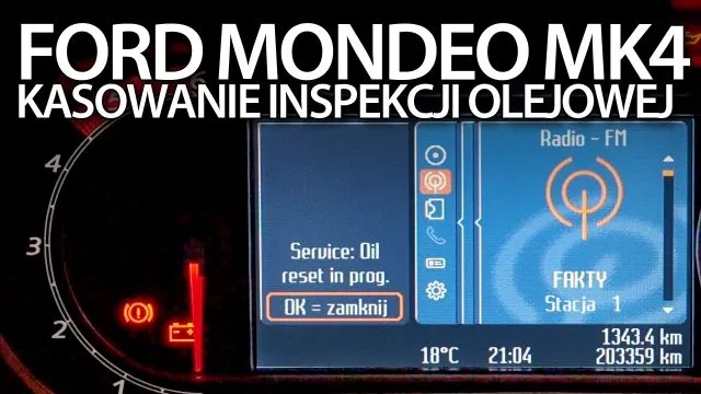 Ford reset oleju pedały