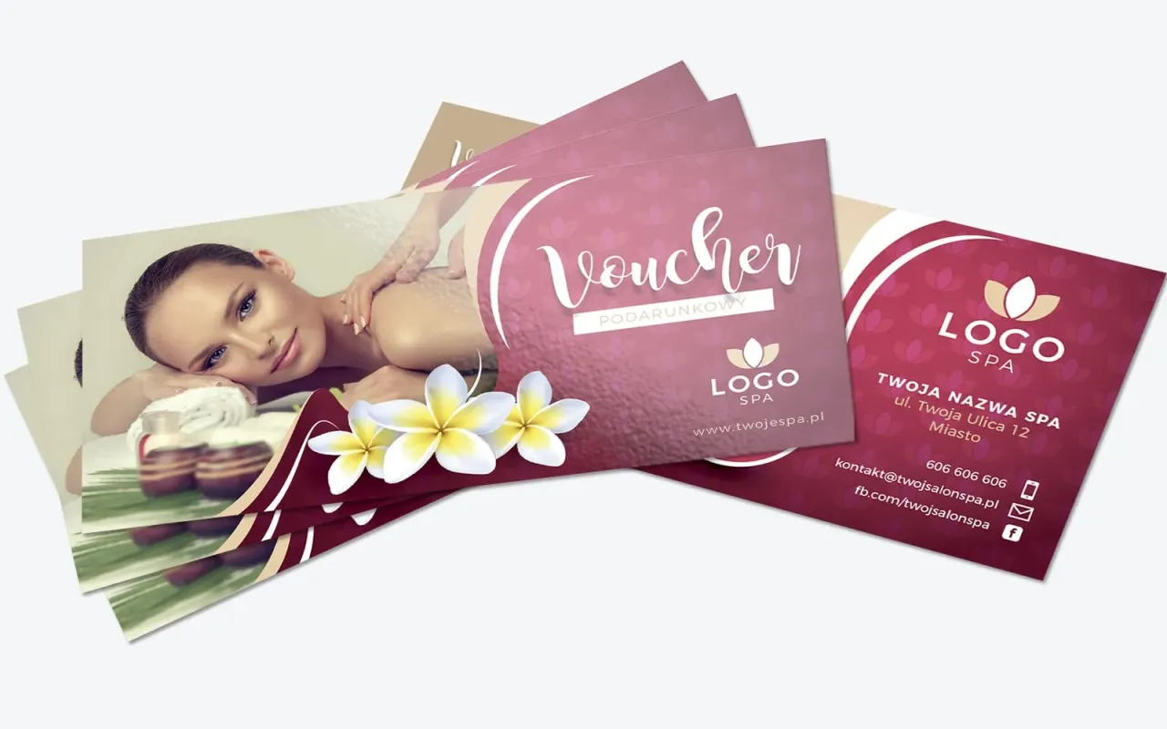 elegancki voucher do spa na prezent