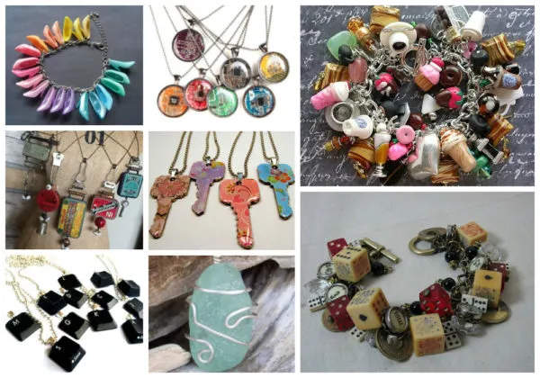 r&oacute;żnorodne materiały do biżuterii z recyklingu