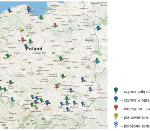 Mapa stacji tankowania CNG Polska