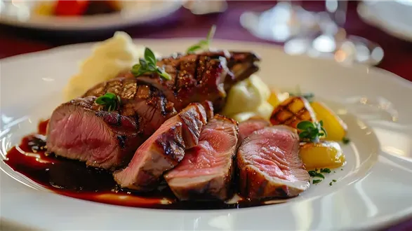 wykwintne danie główne kaczka polędwiczki