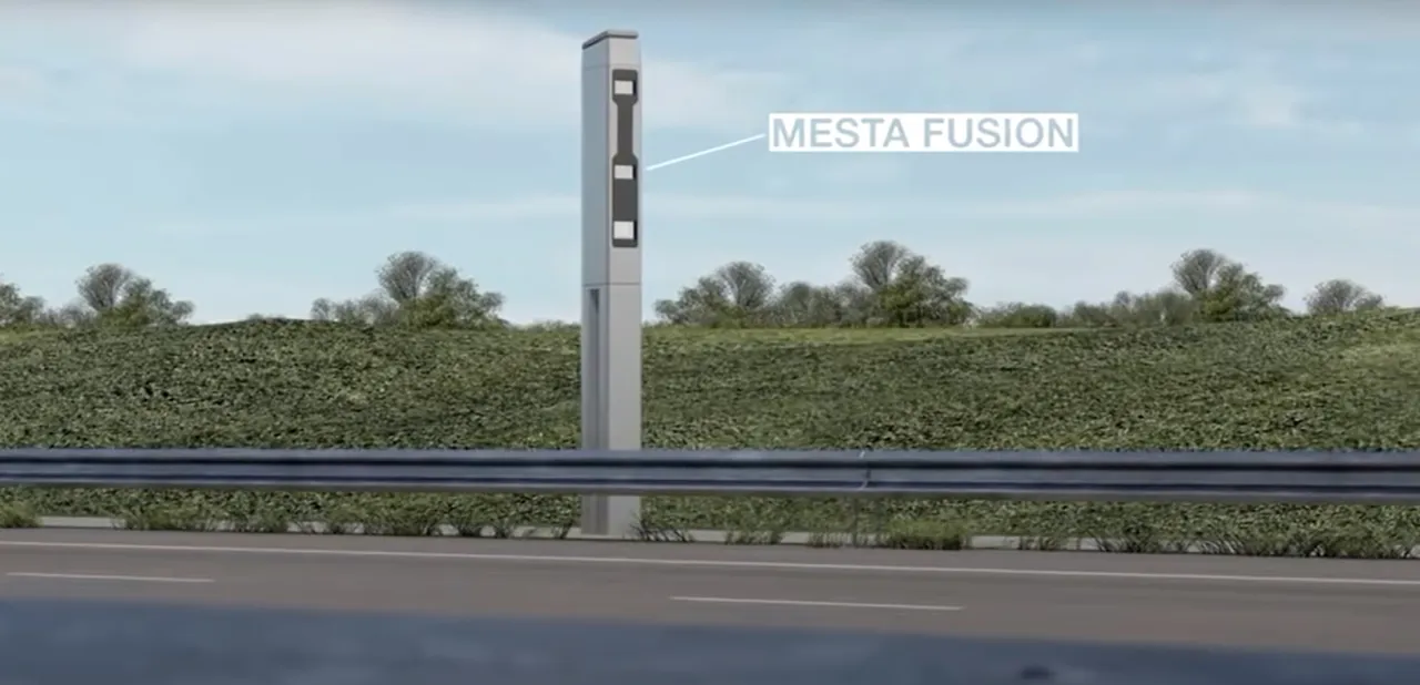 Fotoradar Mesta Fusion na słupie przy drodze. Czy fotoradar łapie w dwie strony?