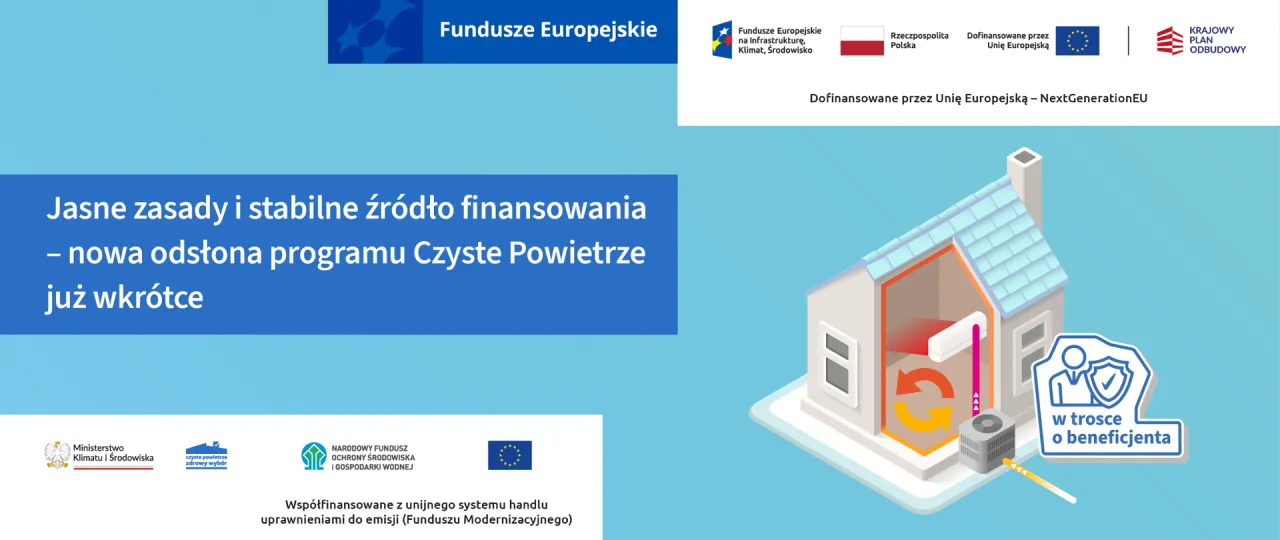 Ulga termomodernizacyjna a czyste powietrze: dom z pompą ciepła i systemem ogrzewania, symbol troski o beneficjenta.