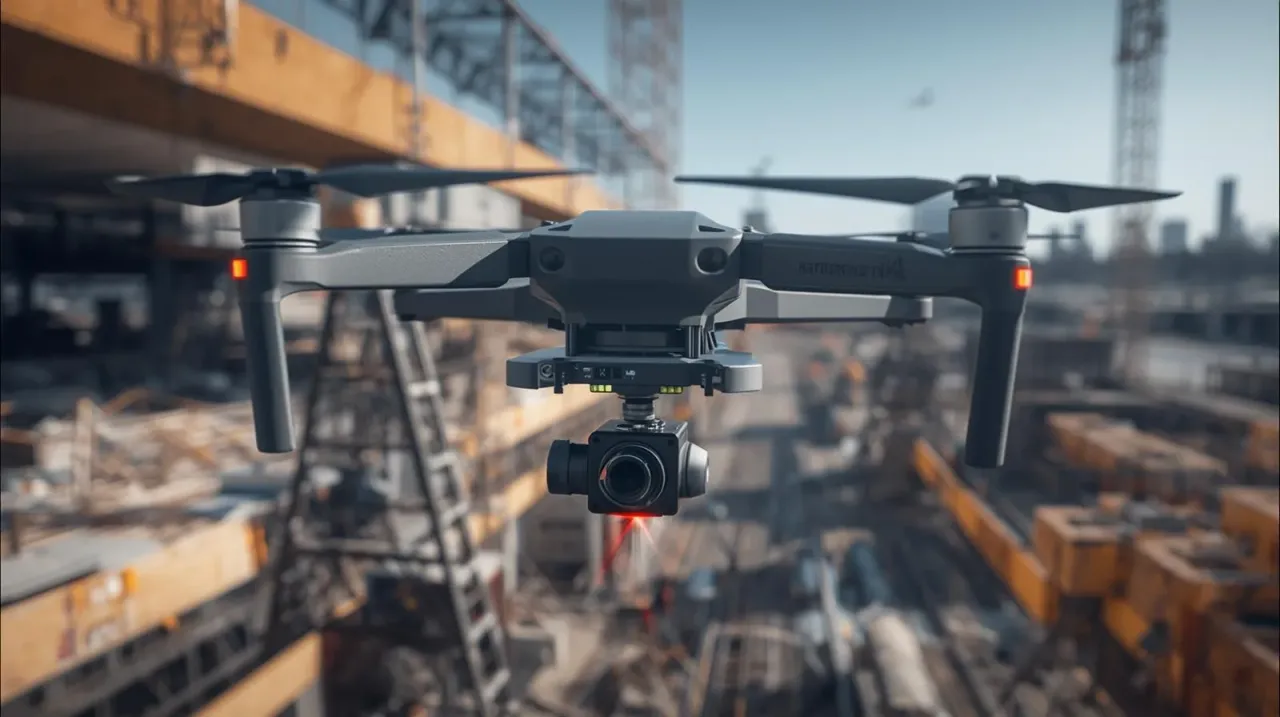 Geodeta z dronem i skanerem laserowym