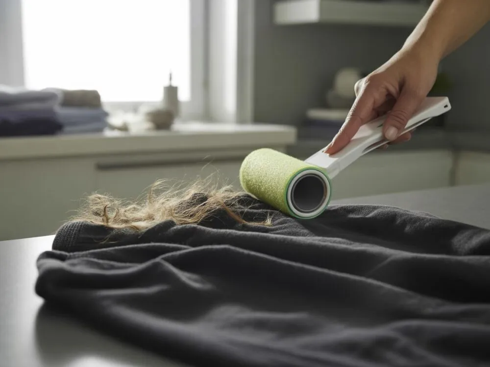 Usuwanie sierści z ubrań przed praniem, rolka do sierści, szczotka do ubrań
