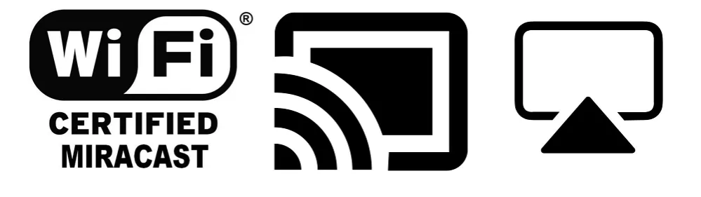 r&oacute;żne ikony technologii bezprzewodowych Miracast AirPlay Chromecast
