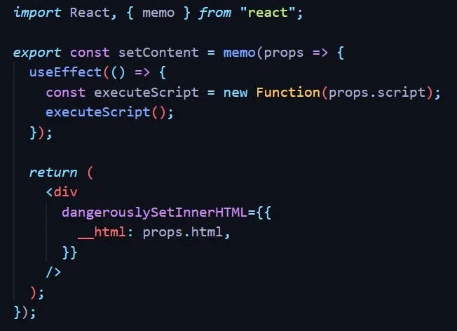 React dangerouslySetInnerHTML example code