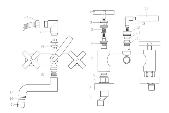 montaż baterii umywalkowej schemat