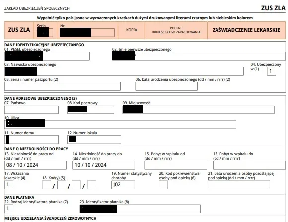 Zwolnienie lekarskie L4 lekarz