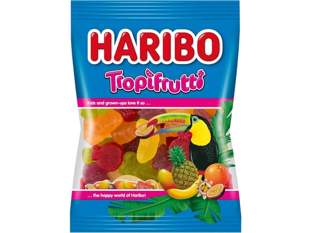 Haribo Tropifrutti w sklepach stacjonarnych Polska, loga supermarket&oacute;w