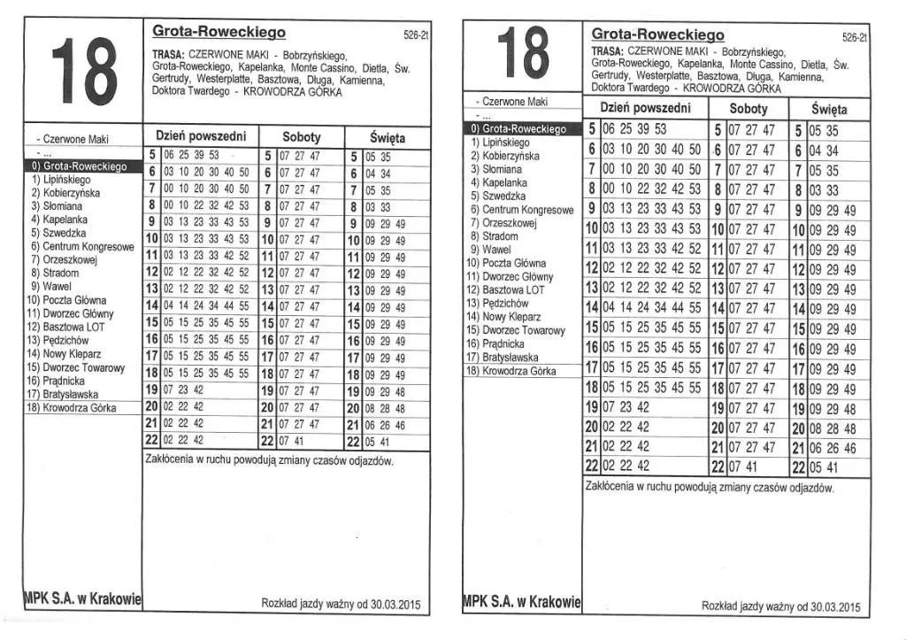 przykładowy rozkład jazdy mpk symbole