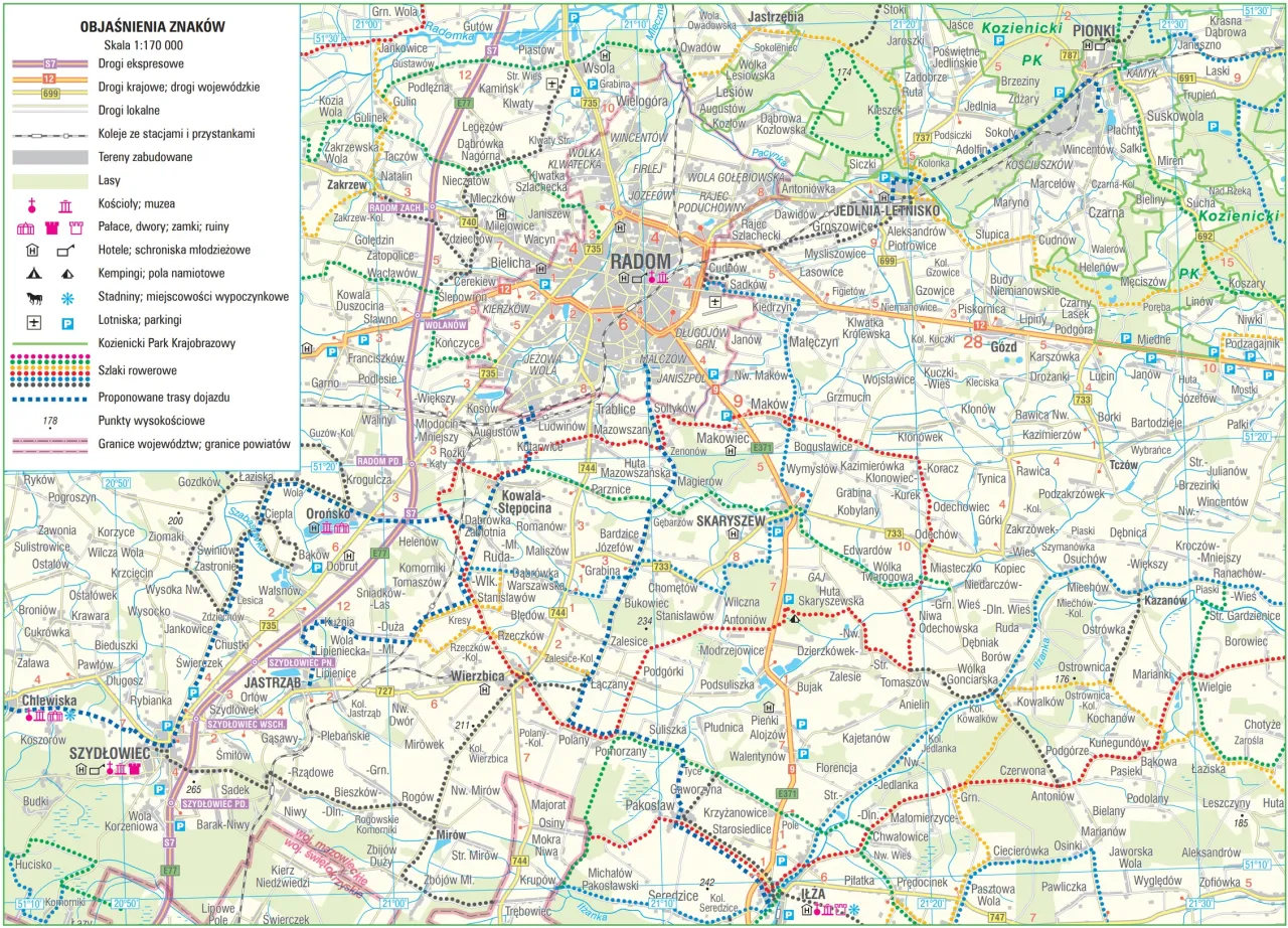 mapa kościoł&oacute;w Radomia trasa turystyczna