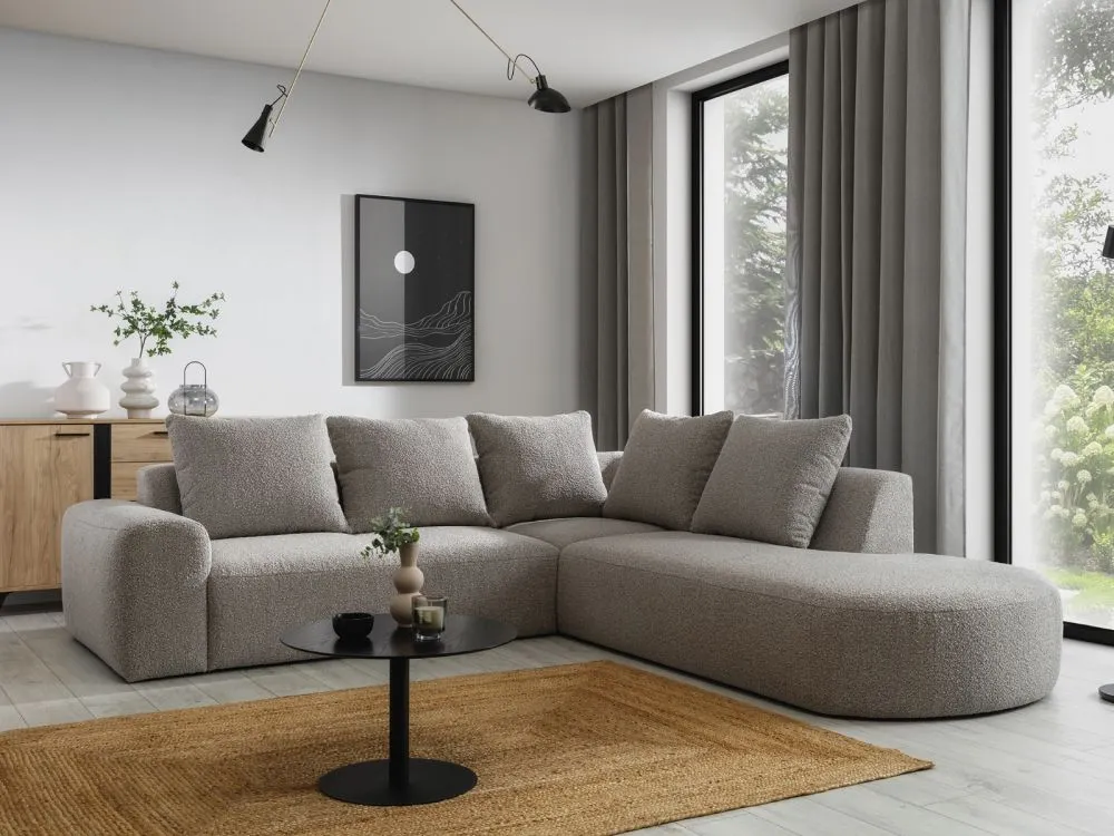 Inspiracje salon szara podłoga różne kolory mebli