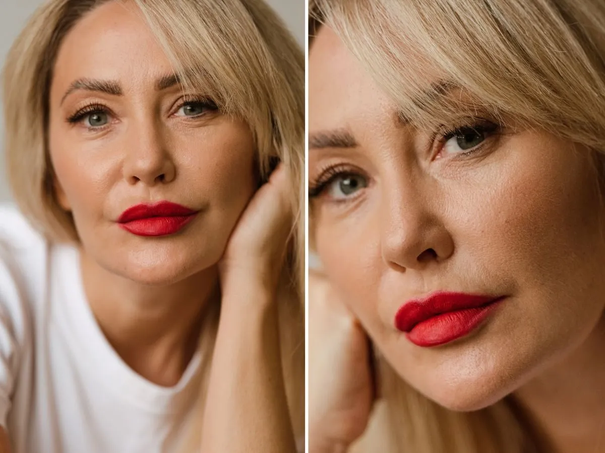 kobieta po 50-tce z makijażem, cera dojrzała