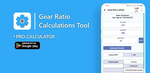 kalkulator przełożeń dyferencjału interfejs