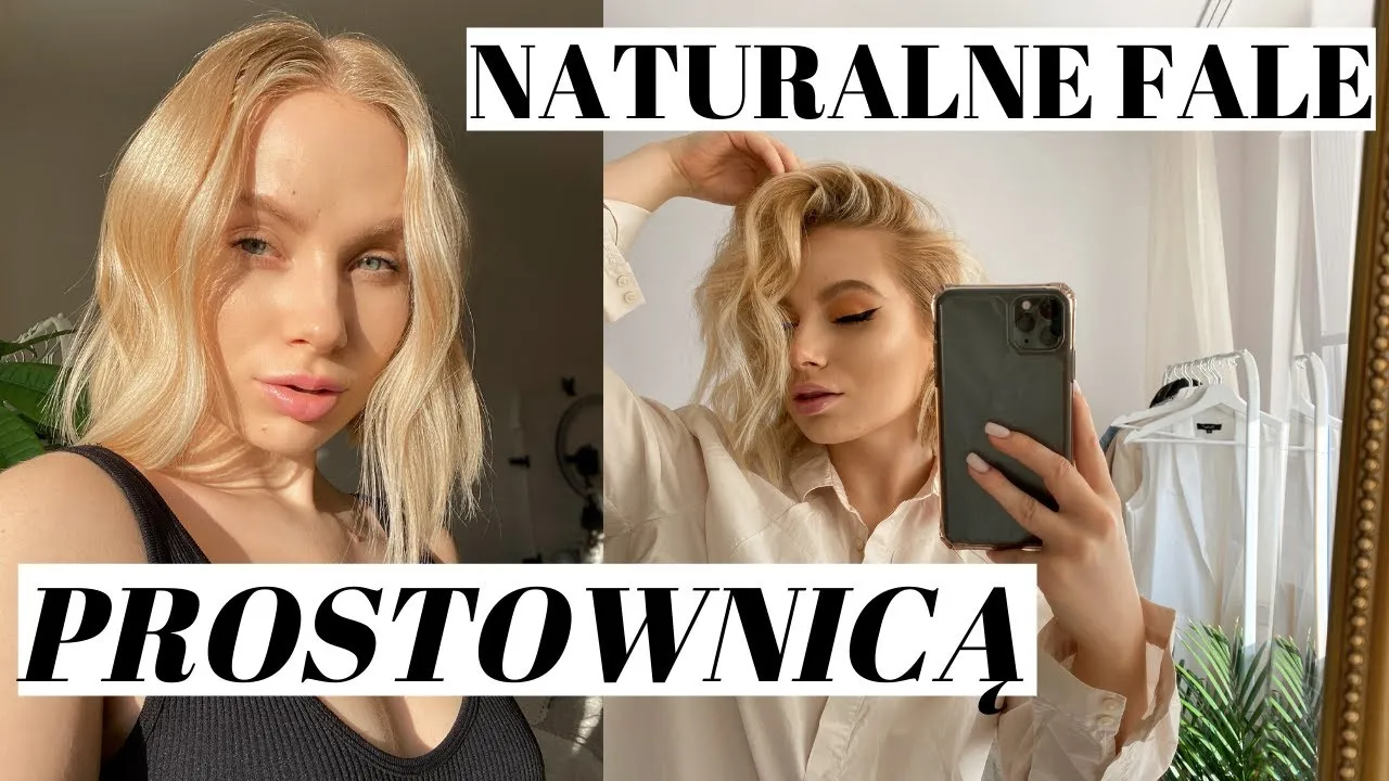 kobieta z naturalnie wyglądającymi falami na włosach zrobionymi prostownicą