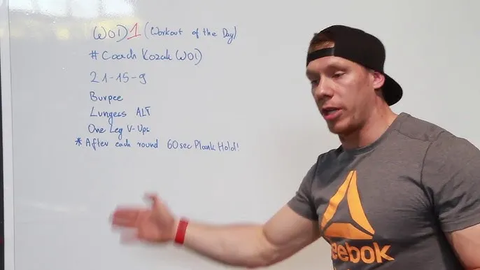 Przykładowy WOD CrossFit na tablicy
