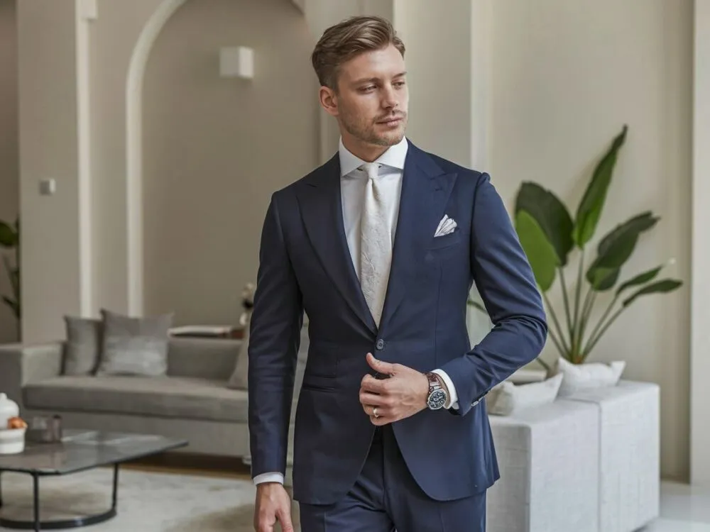 koszule w subtelne wzory do granatowego garnituru