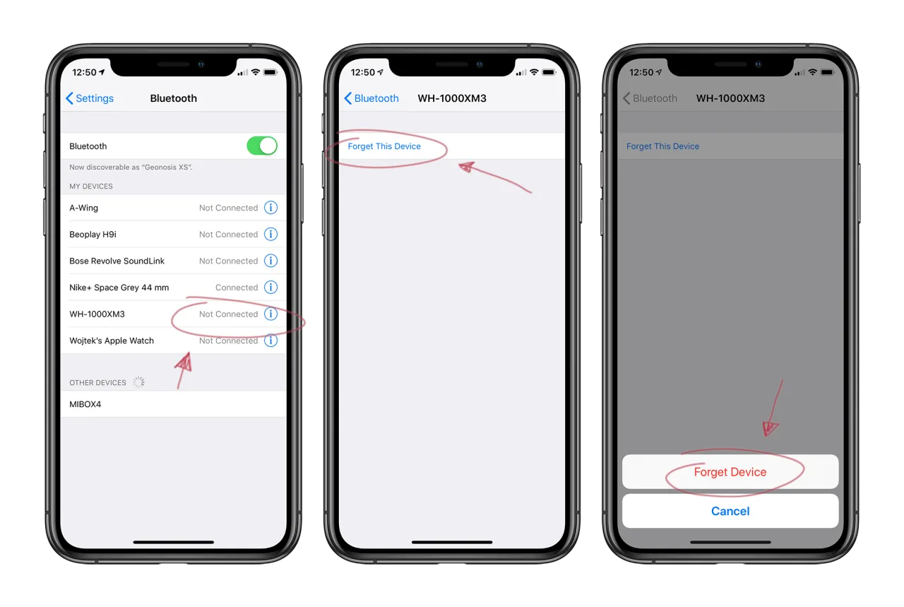 Usuwanie urządzenia Bluetooth iPhone Mac