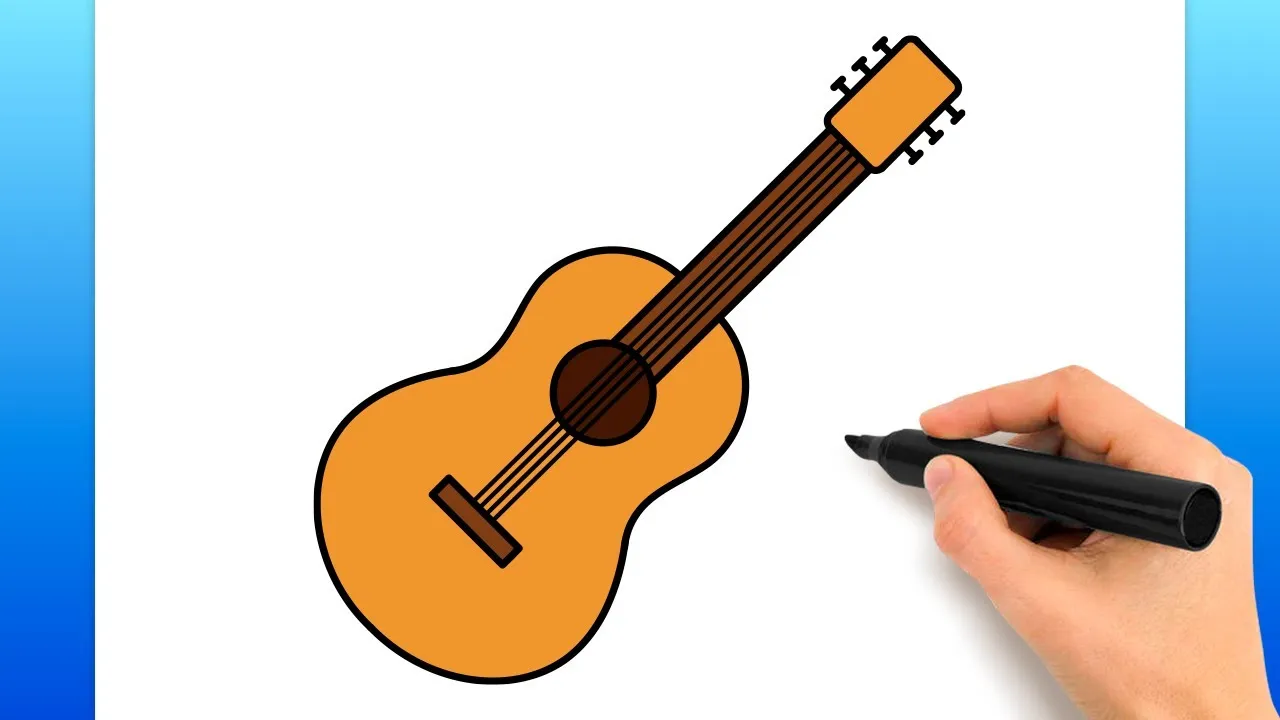 Gitarre zeichnen lernen f&uuml;r Anf&auml;nger Tutorial