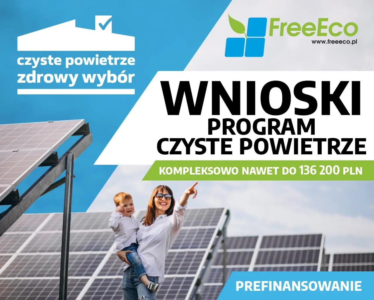 program czyste powietrze logo, dom z pompą ciepła