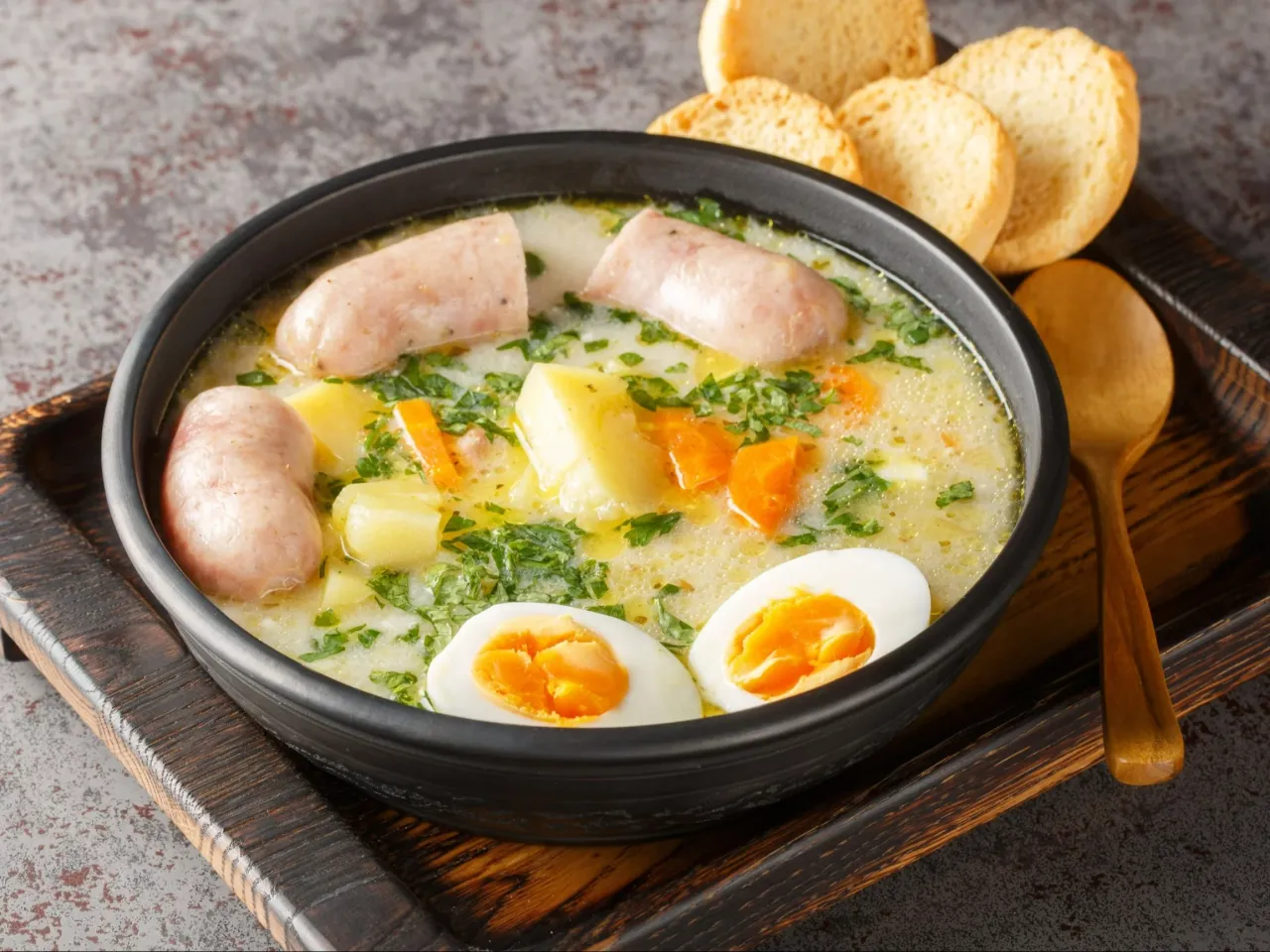 Wielkanocne dodatki do zupy jajko kiełbasa