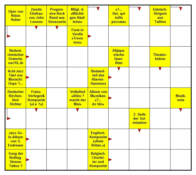 Kreuzwortr&auml;tsel Musikrichtungen