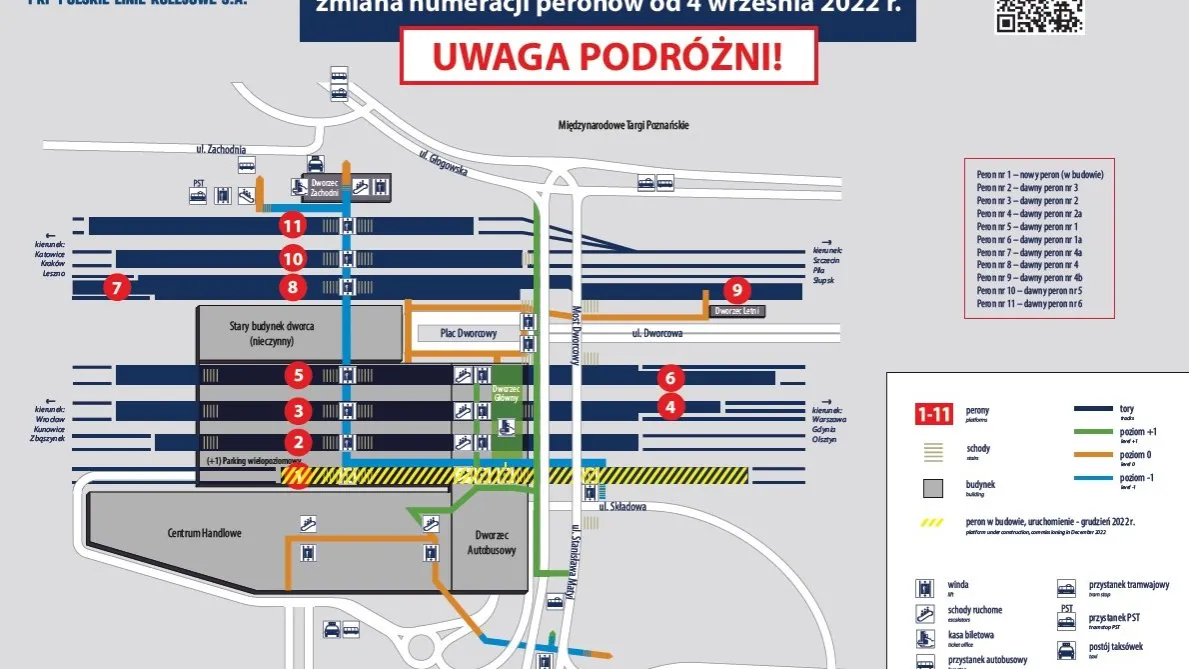 plan dworca Poznań Gł&oacute;wny perony