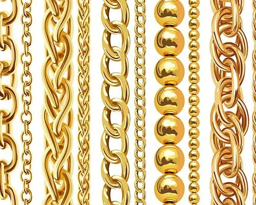rodzaje splot&oacute;w złotych łańcuszk&oacute;w