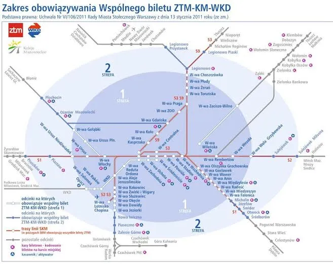 bilety ZTM Warszawa strefy