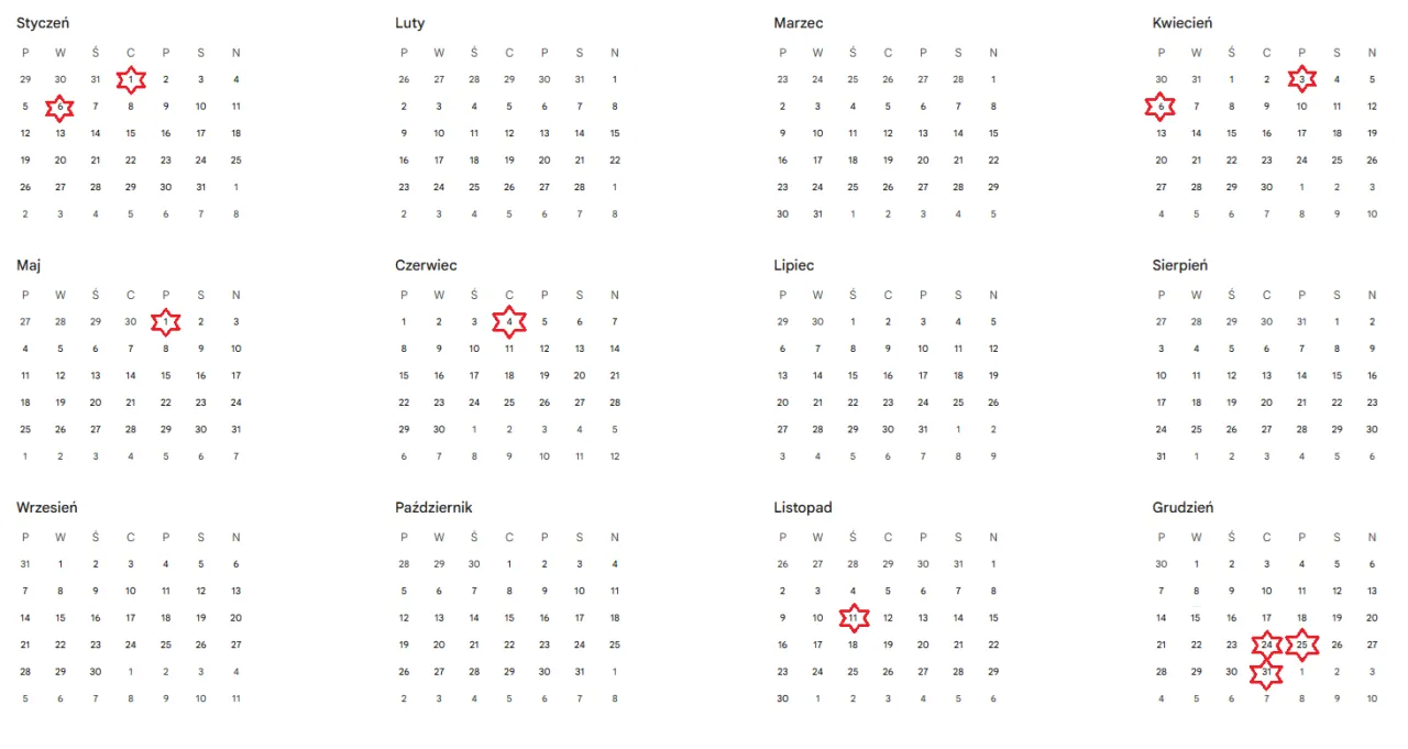 kalendarz dni wolnych giełda GPW 2026