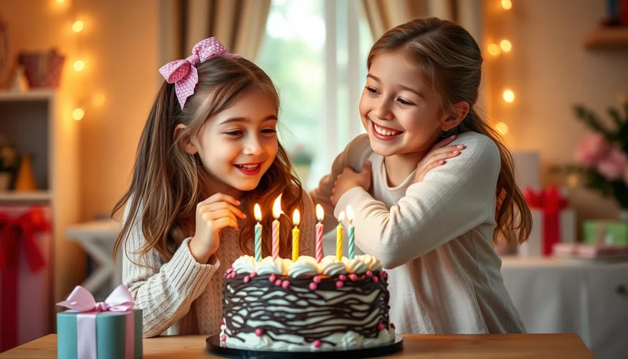 dwie osoby przytulające się z uśmiechem, celebracja urodzin